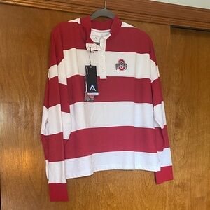 Red and White Striped Ohio State Rugby Shirt. NWT.
